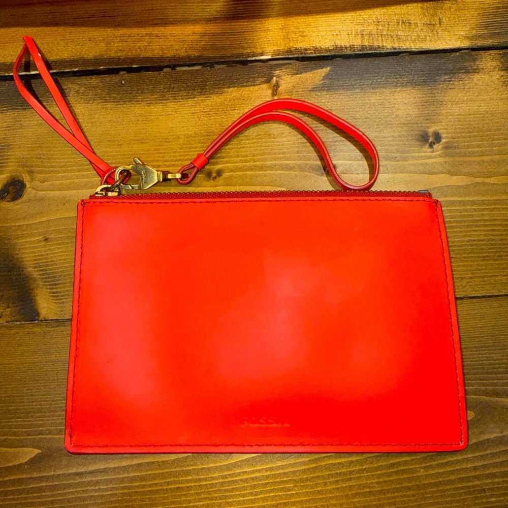 Fossil Rachel Tote Neon Coral Pink Leather Shoulder Bag‎ + Zip Wristlet - Picture 5 of 7
